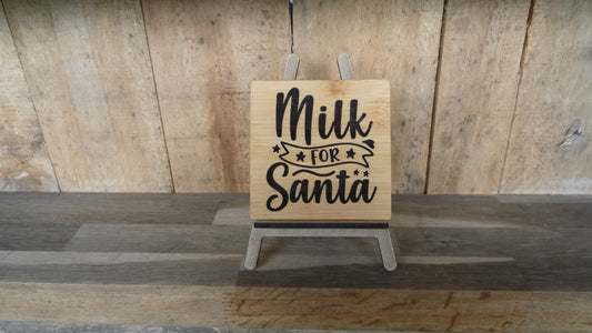 Milk For Santa Wood Coaster
